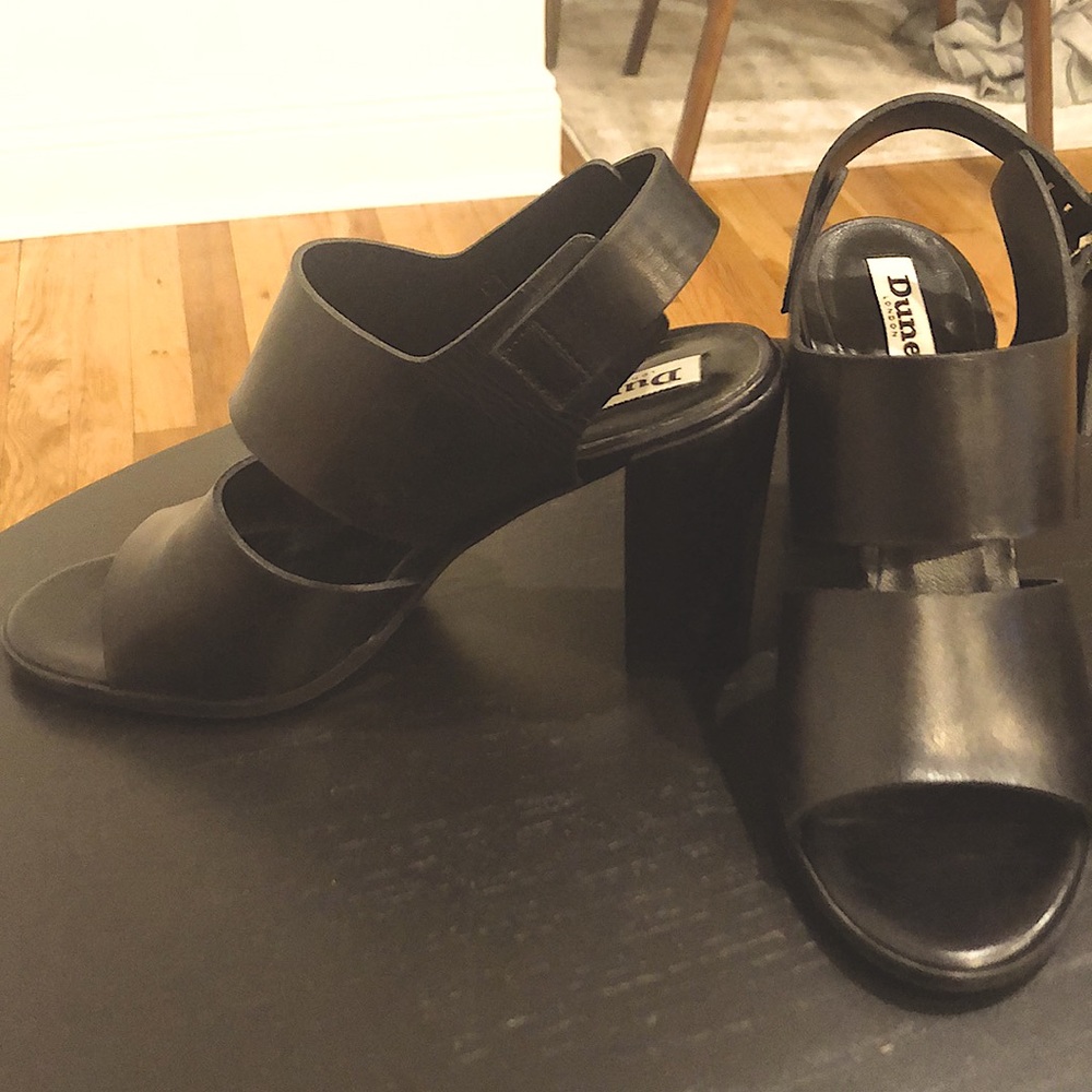 Dune London Black Leather Sandals size 39